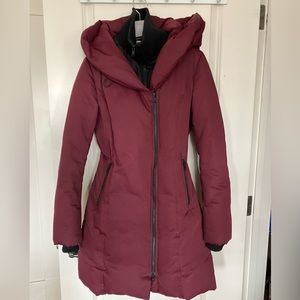 Stunning Soia & Kyo Down Jacket with Oversized Hood in Burgundy/ Garnet